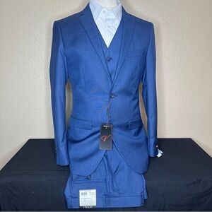 Mens Vitali Three Piece Suit Vested M3090-COLBY  Royal Blue